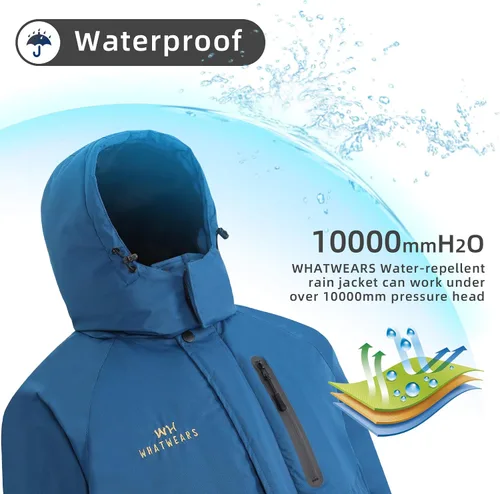 Miniatura 4 de WHATWEARS Men's Winter Coats Waterproof Ski Jacket for Men Snow Coat Windproof Mountain Jackets with Hooded
