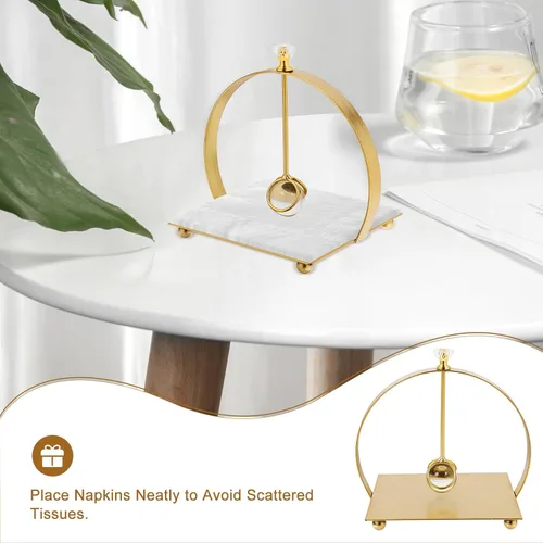 Miniatura 8 de Healifty Metal Paper Napkin Holder for Dining Table with Weighted Arm, Rustic Arc-shaped Tissue Dispenser in Gold Finish, Kitchen and Restaurant