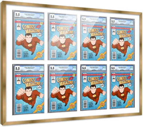 Miniatura 48 de Marco de cómic con paspartú para 8 CGC, CBCS o PGX Graded Comics - Marco de cómic blanco para cómics de 8.125 x 13 pulgadas Marco blanco