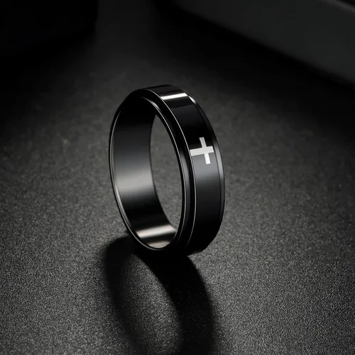 Miniatura 70 de Anillos giratorios para la ansiedad para hombre, anillos clásicos de cadena para mujeres y adultos, anillo de acero de titanio