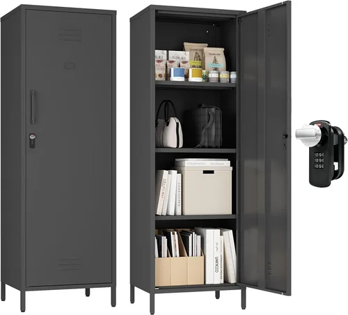 Miniatura 10 de Steehoom Armario de almacenamiento de metal con 2 puertas, armario de acero, aparador de buffet, mesa consola para oficina en casa