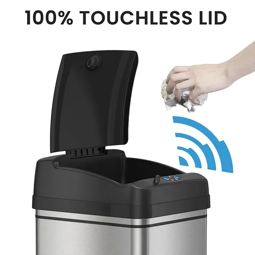 Miniatura 4 de iTouchless - Bote de basura de 13 galones con sensor a prueba de mascotas con filtro de olor AbsorbX, de acero inoxidable, con tapa que evita que