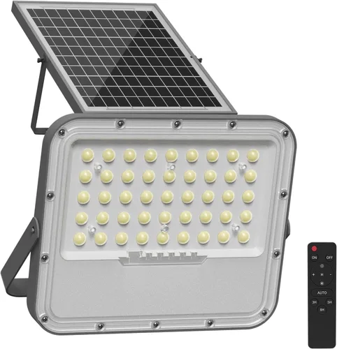 Luces solares de 100W al aire libre 10000LM LED Luz automática con batería de 10000mAh, luz de seguridad de inundación solar alimentada por energía