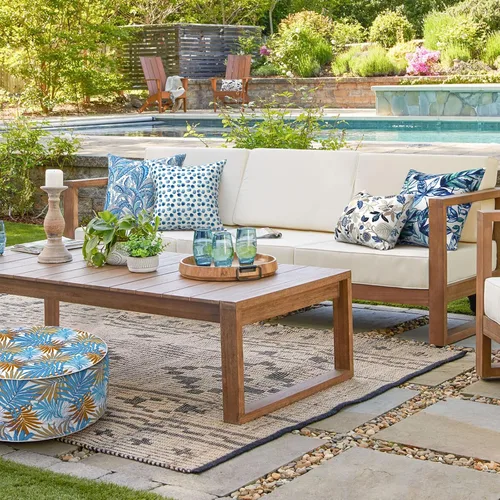 Miniatura 392 de Juego de 2 almohadas para exteriores de 16 x 16 pulgadas, repelentes al agua con interiores, para muebles de patio, hogar, jardín, geometría bohemia