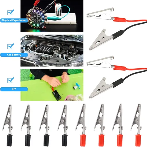 Miniatura 7 de Glarks Kit surtido de abrazaderas de cocodrilo de metal de 2.087 in, kit surtido de abrazaderas de prueba eléctricas de cocodrilo, kit surtido
