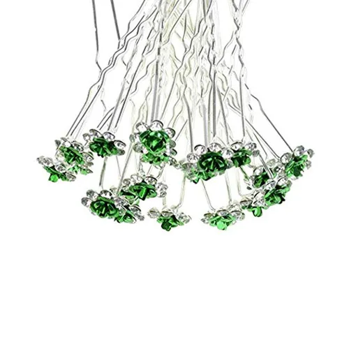 Miniatura 2 de WOIWO 20 horquillas de cristal para el cabello, diseño afilado en U, de metal, para mujeres y niñas, accesorios de joyería para el cabello