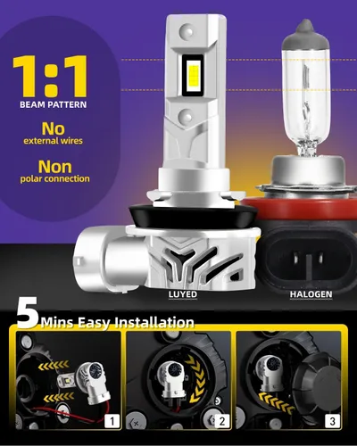 Miniatura 3 de Bombillas LED H11, 24000LM 6500K blanco frío con ventilador de refrigeración para luces antiniebla, DRL, luces antiniebla H8 H9 H16, no requiere