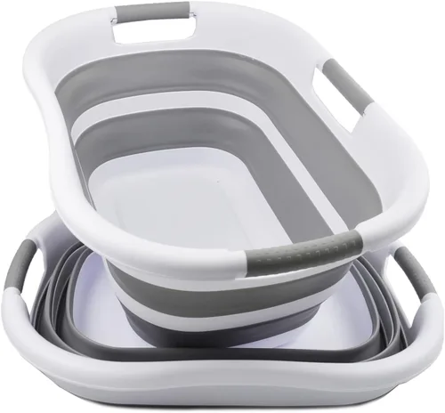 Miniatura 2 de SAMMART Cesta plegable de plástico para la ropa sucia de 30 litros (7.9 galones), contenedor de almacenamiento plegable y organizador, tina