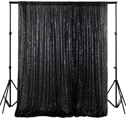 Miniatura 10 de ShinyBeauty PHOTOBOOTH - Fondo de tela de lentejuelas, telón de fondo de boda, telón de fondo óxido, cortinas de lentejuelas, cortinas de Negro