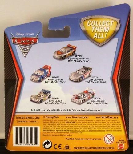 Miniatura 2 de Disney Pixar Cars 2 Silver Racer Series Francesco Bernoulli con acabado metálico exclusivo