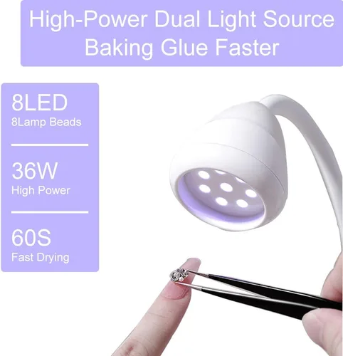 Miniatura 2 de Luz de escritorio LED UV de 36 W con caja de almacenamiento, luz de escritorio de cuello de cisne flexible con interruptor, luz de lámpara de curado