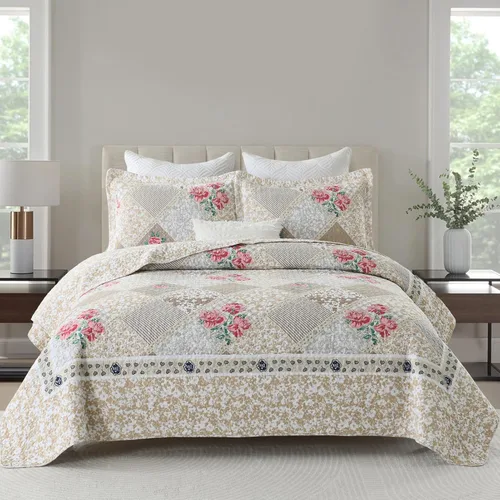 Miniatura 13 de Finlonte Colcha de gran tamaño de 102 x 120 pulgadas, colcha de tamaño Queen de 100% algodón, colcha extragrande, colcha de retazos de granja