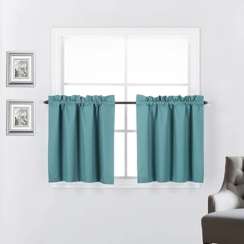 Miniatura 39 de 2 paneles de cortinas opacas con aislamiento térmico y forro blanco en la parte trasera para ventana de bloqueo de luz para cualquier ventana
