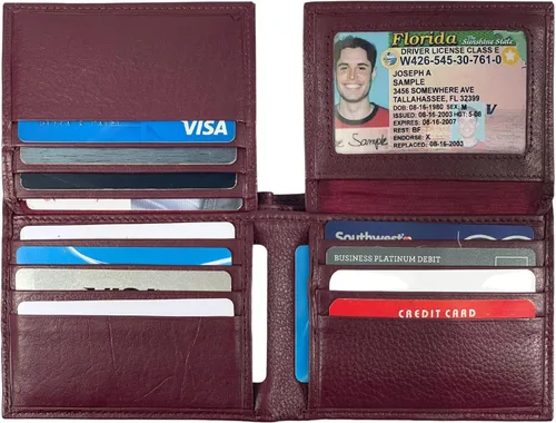Miniatura 9 de Bullz RFID bloqueo de señal de protección contra robo de cuero grande grueso de seguridad para hombre cartera, Negro