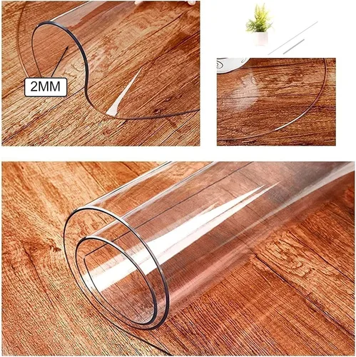 Miniatura 2 de CL-ZZZ Protector de mantel redondo transparente de PVC mantel de plástico impermeable cubierta de mesa de madera rollo de mesa de comedor de 0.079