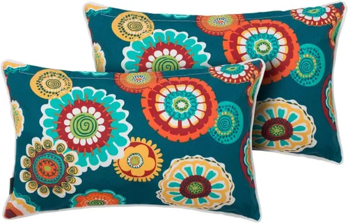 Miniatura 7 de Magpie Fabrics Paquete de 2 almohadas rectangulares lumbares impermeables para exteriores con inserto de 12 x 20 pulgadas, cojín decorativo