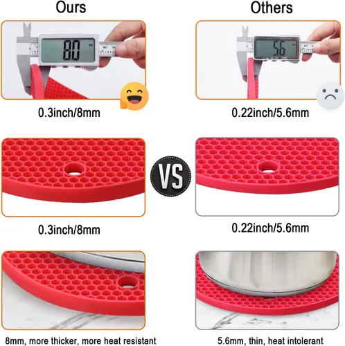 Miniatura 3 de Salvamanteles de silicona para ollas y sartenes calientes, 4 soportes flexibles multiusos para ollas calientes, resistentes al calor para platos