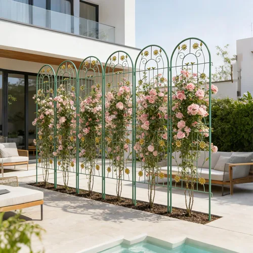 Miniatura 8 de Paquete de 4 enrejados de jardín de metal de 71" de altura, cerca de jardín, enrejado a prueba de óxido para plantas trepadoras, soporte de rosas