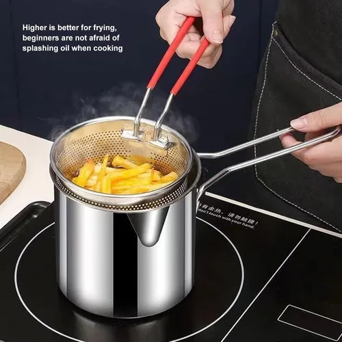 Miniatura 3 de Olla de mano para freír el hogar, olla de acero inoxidable 304, sartén multifuncional para fritos profundos para cocina, papas fritas y pollo