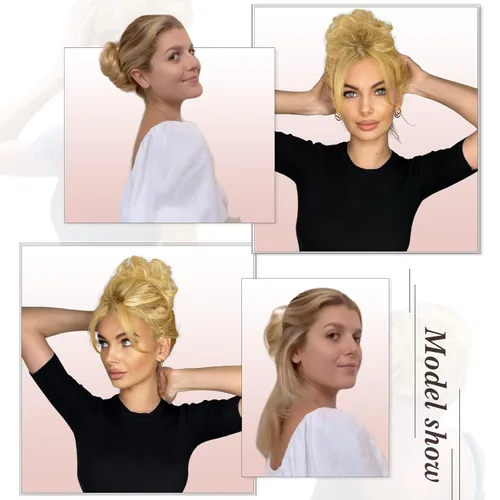 Miniatura 2 de Extensiones de cabello rizado con clip de garra, moño desordenado, 100 % real, moño de cabello humano real, extensiones de moño ondulado