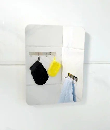 Miniatura 9 de Espejo de ducha sin niebla con soporte de afeitar para ducha, espejo de ducha antivaho e incluye 2 ganchos de afeitar y 2 ganchos de espejo, fácil