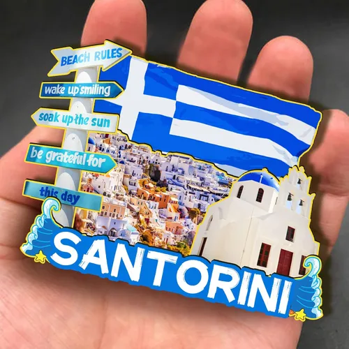 Miniatura 4 de Santorini Grecia - Imán de madera 3D para nevera, recuerdos coleccionables, decoración hecha a mano, artesanías, 4