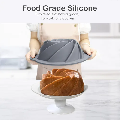 Miniatura 2 de Bunte Molde para Pastel, Molde Antiadherente para Pastel de Ángel de 10 Pulgadas, Molde de Silicona para Pasteles con Marco Reforzado de Metal, Más