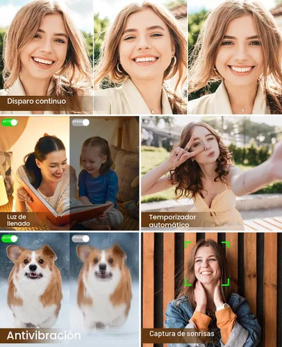 Miniatura 6 de Cámara digital, cámara de videoblogs 4K para YouTube con cámaras de enfoque automático para fotografía con zoom digital 16X, cámara digital compacta
