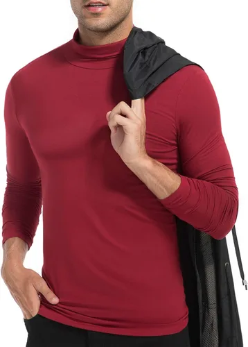 Miniatura 4 de nine bull Camisetas térmicas casuales para hombre, manga larga, ajustadas, básicas, suaves, ligeras, cuello alto