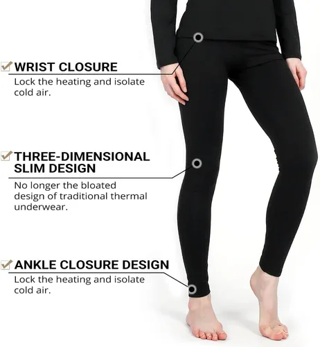 Miniatura 3 de HEROBIKER - Conjunto de ropa interior térmica para mujer, ultra suave, parte superior e inferior, capa de base larga, con forro polar