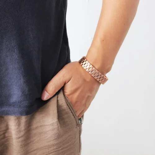 Miniatura 3 de Pulsera de cobre para hombre, pulsera magnética de cobre puro con 6 potentes imanes, regalo para padre, huaband o novio en aniversario, cumpleaños