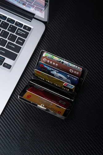 Miniatura 6 de RFID Metal Bloqueo Titular de la Tarjeta de CréditoCartera de ViajeFunda Protectora para 5 Tarjetas de Crédito