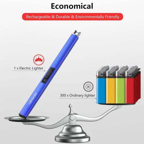 Miniatura 5 de MEIRUBY Encendedor eléctrico de velas, relleno de calcetín de Navidad, regalos para mujeres, mamá, hombres, esposa, hermana, recargable por USB, Azul