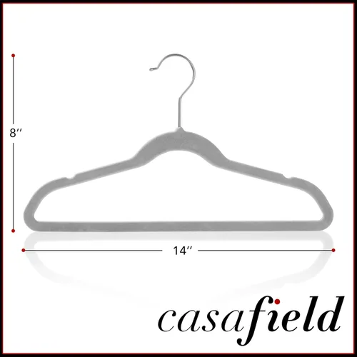 Miniatura 5 de Casafield 50 perchas de terciopelo para niños - Tamaño de 14 pulgadas para ropa de niños - Gris