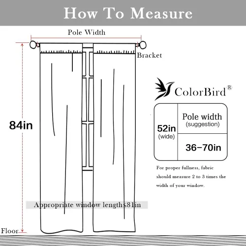 Miniatura 7 de ColorBird Juego de 2 cortinas de ventana con estampado semiopaco