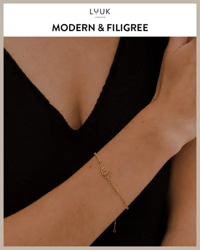 Miniatura 2 de LUUK LIFESTYLE Stainless Steel Bracelet with Pendant and Happiness Card, Filigree and Minimalist Women's Jewelry, Unique Gift idea, Lucky Charm