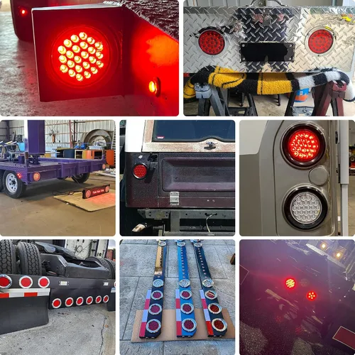 Miniatura 9 de Oyviny 2 luces traseras redondas de freno de freno de remolque de 4 pulgadas, 24 LED, 12 V CC + 4 conectores de luz de remolque de 3 pines