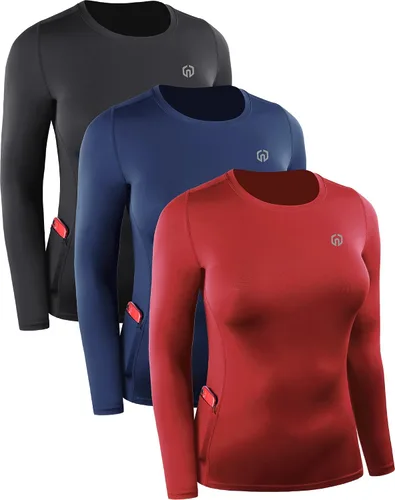 Miniatura 67 de NELEUS - Camisa deportiva de compresión atlética, de manga larga, para mujer, dry fit, paquete de 3