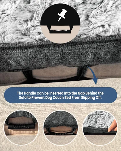 Miniatura 4 de Cama calmante para perros grande para sofá, funda de sofá extraíble de 41 x 37 pulgadas para perros, lavable, antideslizante y esponjosa de felpa