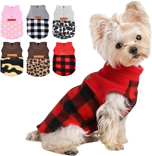 Miniatura 12 de Suéteres para perros pequeños, niño y niña, chaleco de vellón de leopardo chihuahua, suéter elástico para cachorros, ropa para mascotas, suéter