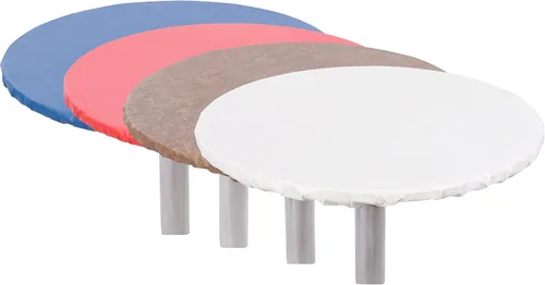 Miniatura 4 de Yourtablecloth Mantel redondo ajustable de vinilo resistente con parte trasera de franela de colores vibrantes, mantel elástico ideal para comedor