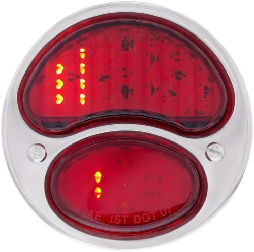 United Pacific 110895 Luz trasera, 31 LED secuencial, con carcasa negra y borde de acero inoxidable, para Ford 1928-1931, R/H