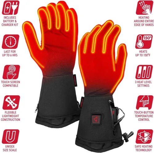 Miniatura 3 de Gerbing Guantes térmicos de 7 V para mujer, guantes de calefacción recargables, ajustes de control de temperatura de tres niveles