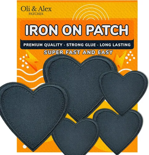 Miniatura 9 de Parches para planchar – Parche de corazón negro, 6 piezas, parche bordado para planchar de 2.2 x 1.8 pulgadas – 2.2 x 1.9 in – A-24