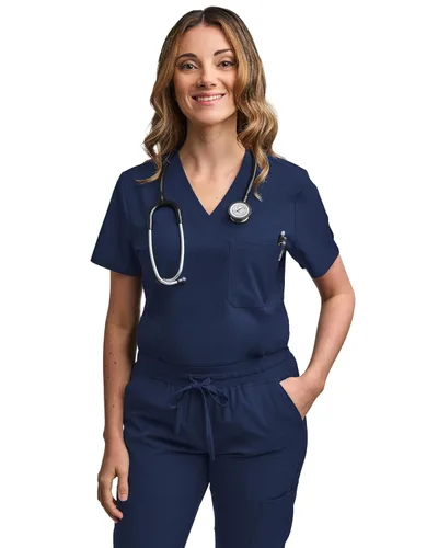 Miniatura 3 de Green Town Conjunto de ropa quirúrgica para mujer, pantalón deportivo y parte superior con cuello en V, 5 bolsillos, cintura de yoga, uniforme