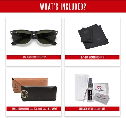 Miniatura 2 de Ray-Ban RB2132 New Wayfarer 55mm cuadrados Gafas de sol para hombres y mujeres + Paquete con KIT DE ACCESORIOS PARA GAFAS
