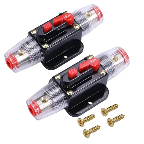 Miniatura 8 de Fusible de reinicio del disyuntor en línea de audio 20A, 12V-24V CC reinicio manual en línea portafusibles 20A para motores marinos de arrastre