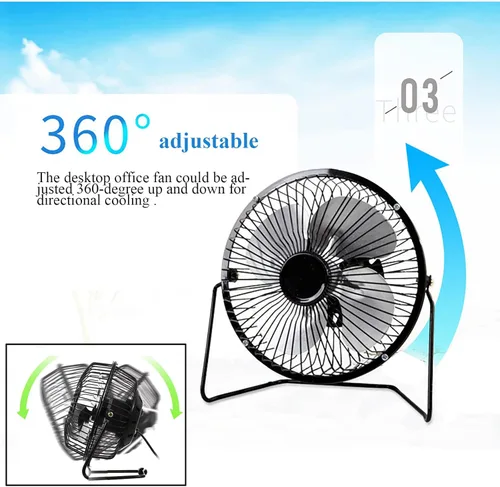 Miniatura 5 de Sokelinn-six Ventilador de escritorio USB pequeño de 4 pulgadas, mini ventilador de refrigeración personal silencioso de metal para el hogar, Negro