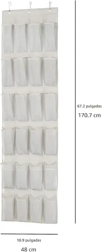 Miniatura 6 de Amazon Basics - Organizador de zapatos de tamaño mediano para colgar sobre la puerta de 24 bolsillos Sobre la puerta