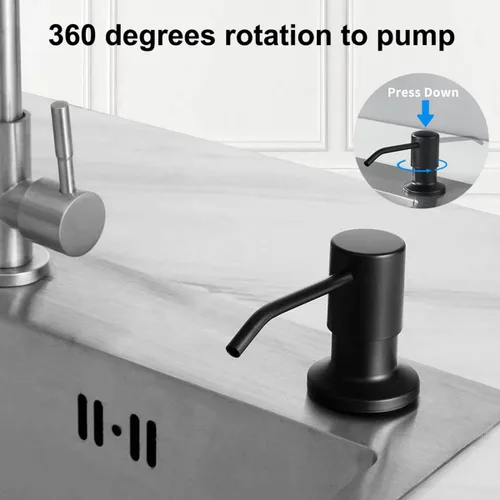 Miniatura 2 de Dispensador de jabón para fregadero de cocina, dispensador de jabón integrado de acero inoxidable Cabezal de bomba de encimera, dispensador